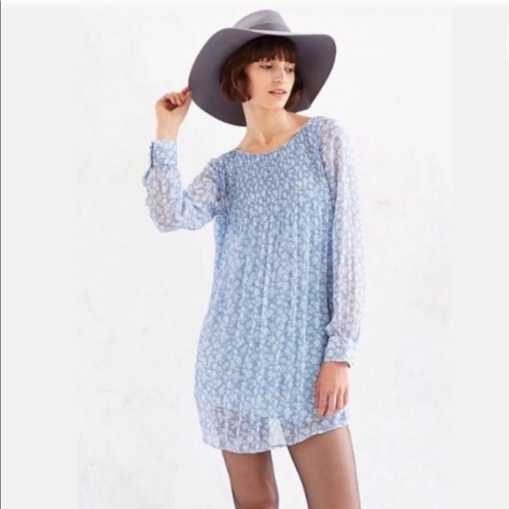 Uo Kimchi Blue Floral Chiffon Swing Dress - image 3